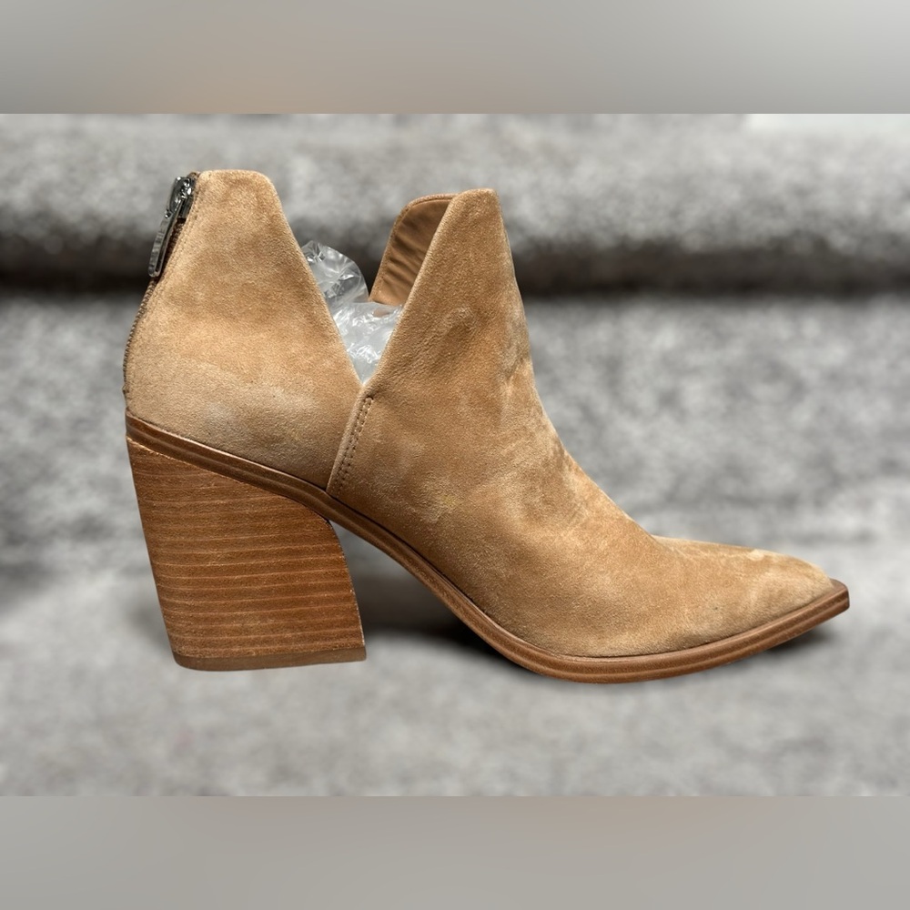 SOLD Steve Madden Camryn Booties Tan Suede Ankle Block Heel Zip PointedWomen’s 8 - Picture 5 of 11